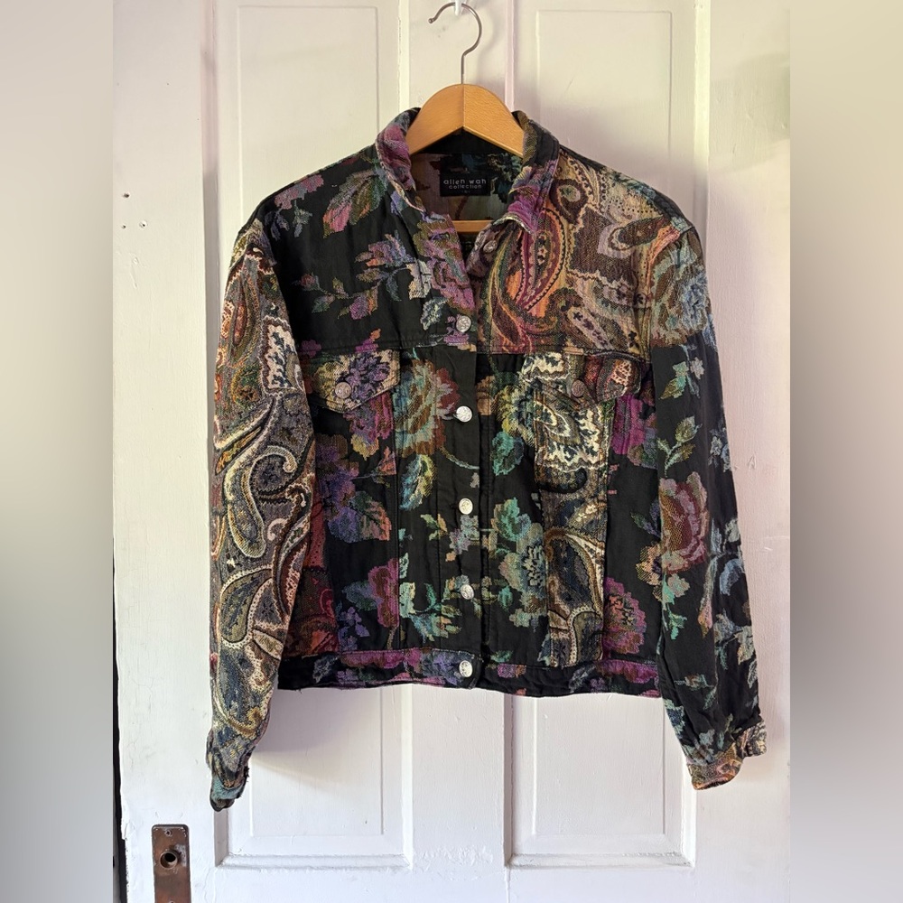 Vintage Allen Wah Collection Multi Colored Pattern Button Down Jacket
